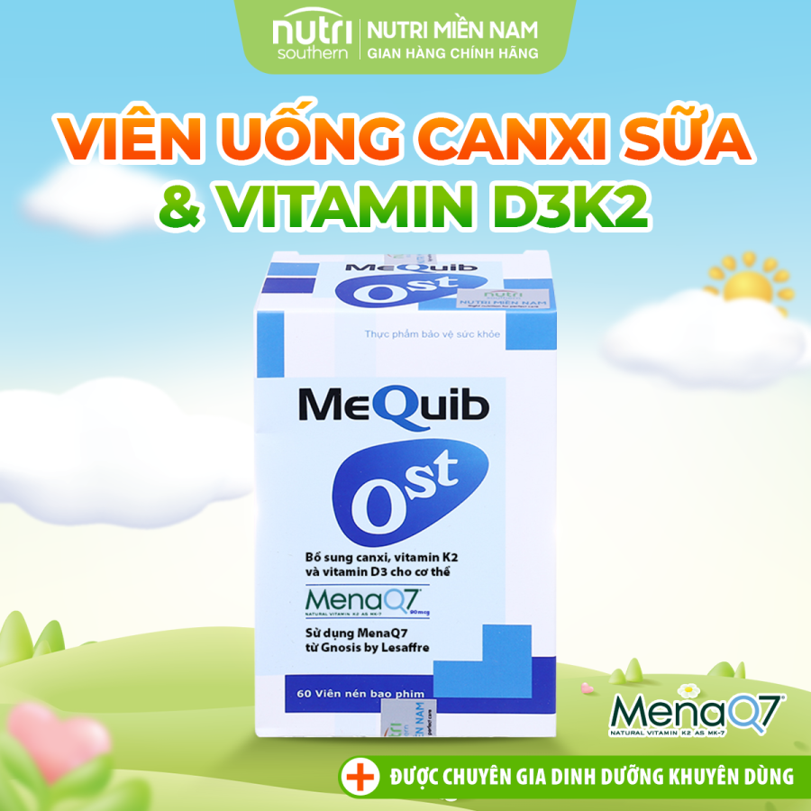 Vitamin D3 K2 Mk7 MenaQ7 Và Canxi MEQUIB OST – Hỗ Trợ Tăng Cường Hấp Thu Canxi, Tăng Trưởng Chiều Cao Và Phòng Chống Loãng Xương