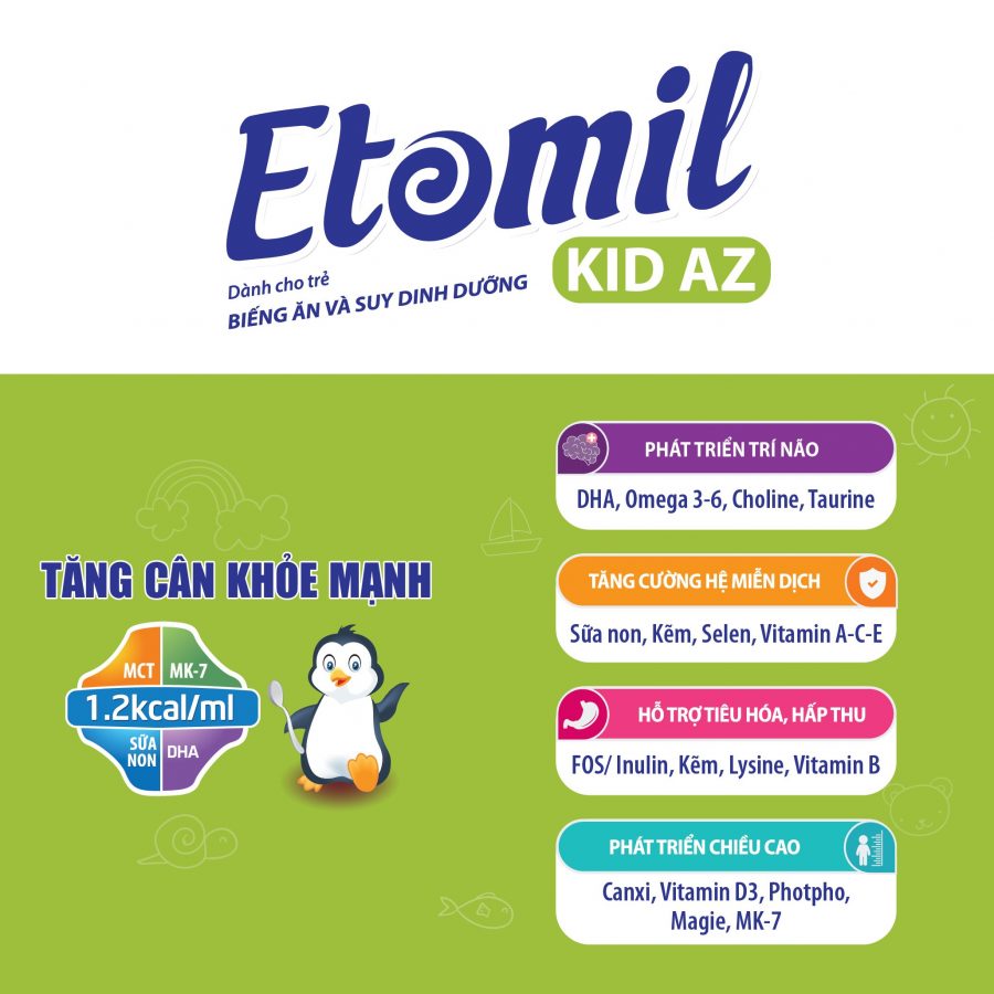 Công dụng Sữa cho trẻ biếng ăn Etomil Kid AZ