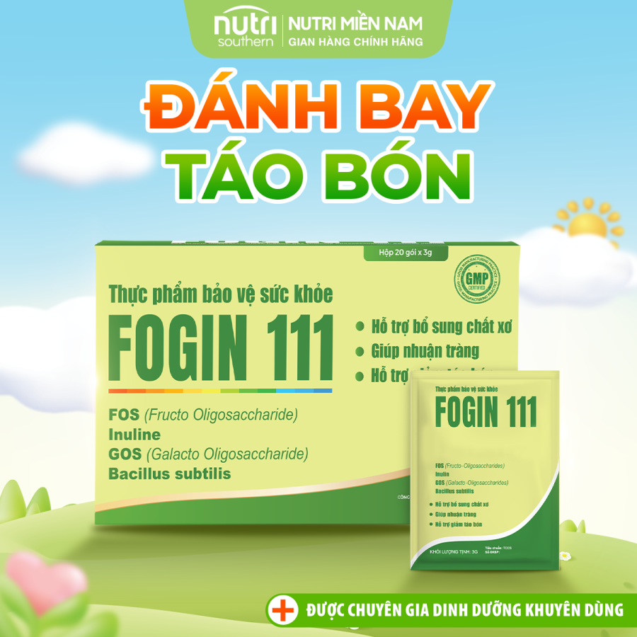 FOGIN 111 – Hỗ Trợ Bổ Sung Probiotics & Prebiotics, Nhuận Tràng, Hỗ Trợ Giảm Táo Bón – Hộp 20 Gói