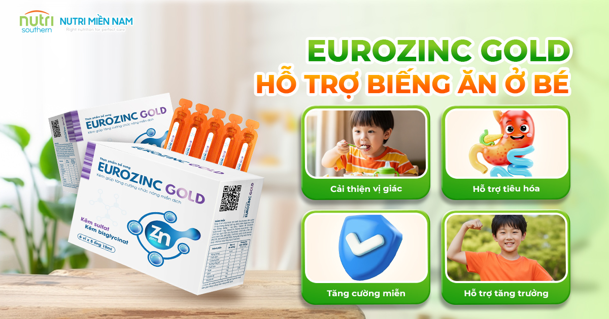 Eurozinc Gold hỗ trợ biếng ăn ở bé